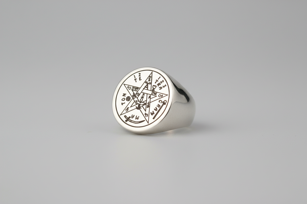 Anillo de acero con tetragramaton IVA ioncluido