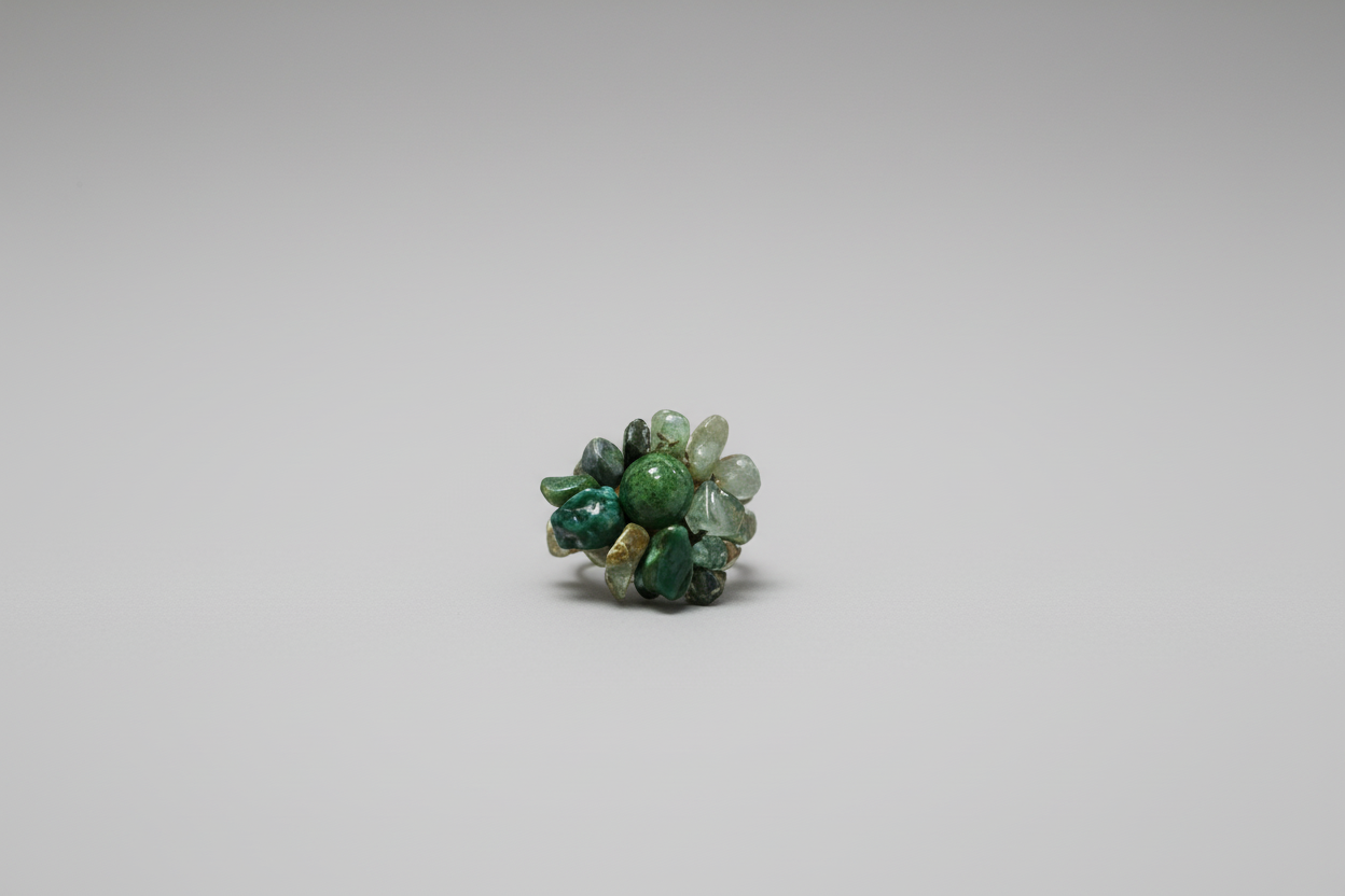 Anillo elástico flor piedra agata india (Diseño de Lubelia) IVA incluido