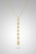 Colgante chakras acero  dorado largo, con cadena IVA incluido