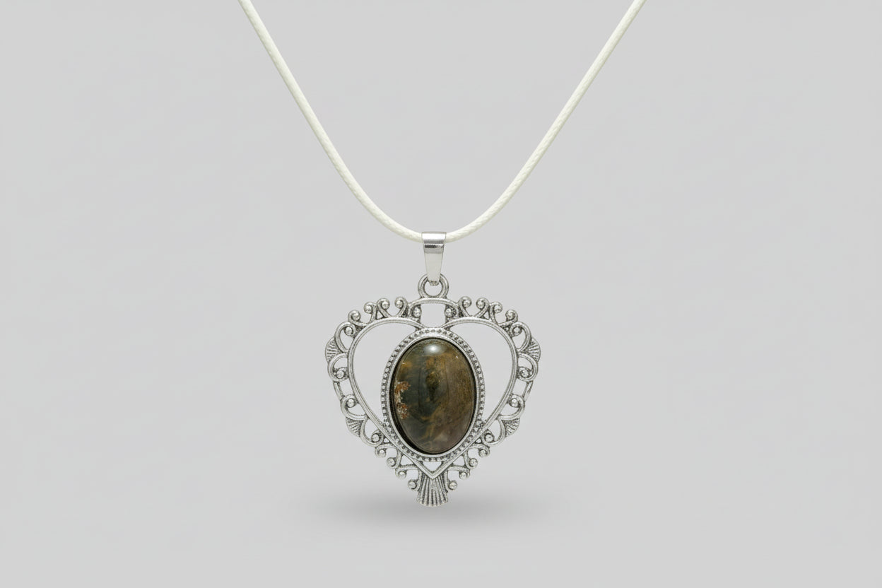 Colgante corazón piedra  marrón