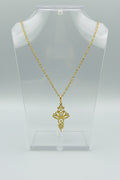 Colgante flor de loto acero dorado con cadena IVA incluido