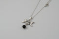 Colgante triple luna  con tetragramatón acero y obsidiana (Diseño de Lubelia ) Precio con IVA