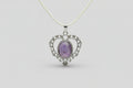 Colgante corazón piedra violeta  con cadena cordón blanco IVA incluido