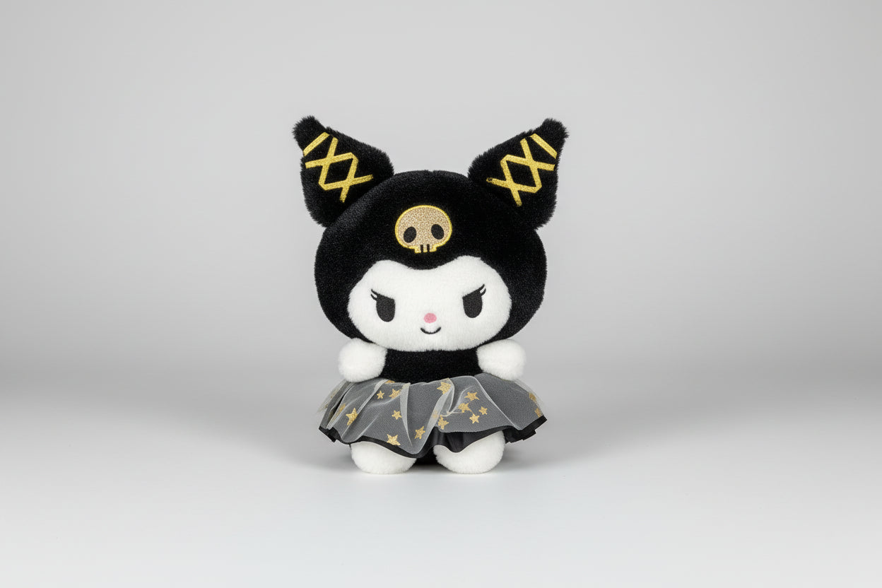 Peluche Kuromi Calavera Dorada. 27X20 cm. IVA incluido.