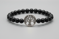 Pulsera de cuentas piedra Obsidiana con árbol. IVA incluido