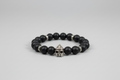 Pulsera de turmalina  con casco gerrero  de acero. IVA incluido
