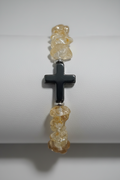 Pulsera de chips piedra citrino y cruz dde hematita ( Diseño de Lubelia )