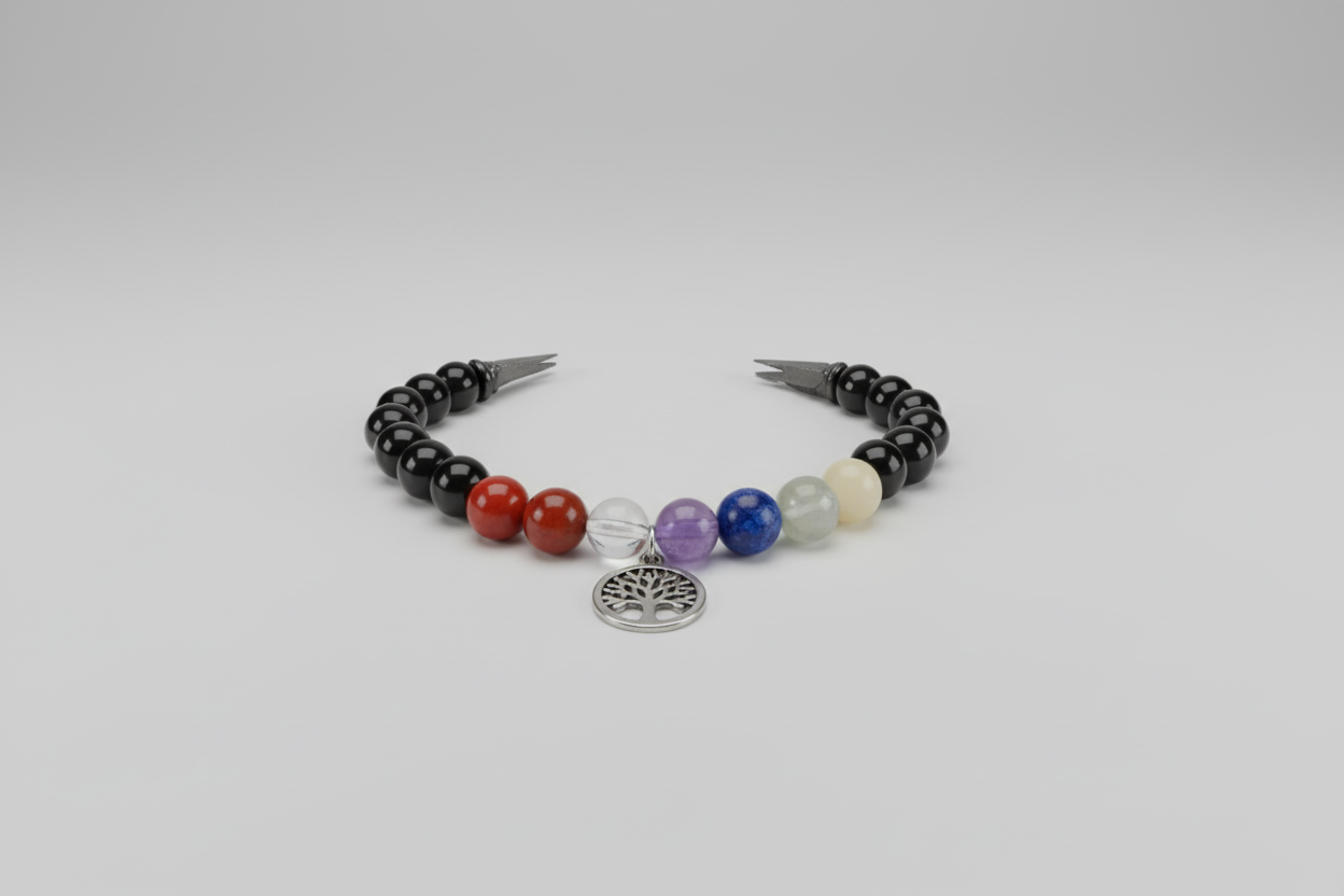 Pulsera de cuentas 7 chakras con dije árbol. IVA incluido