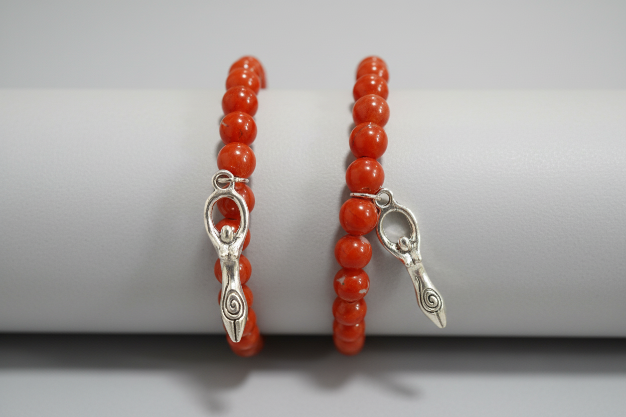 Pulsera de cuentas cornalina y diosa de la fertilidad ( Diseño de Lubelia ). IVA incluido