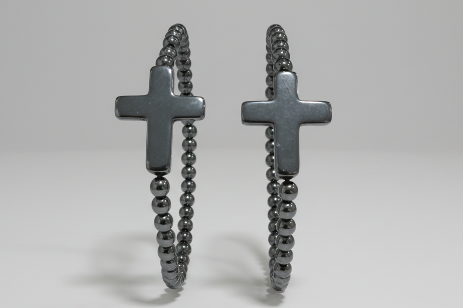 Pulsera de cuentas piedra Hepatita y cruz de Hepatita( Diseño de Lubelia) IVA incluido
