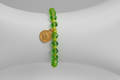 Pulsera  de cuentas cristales verdes y medalla de san Benito. IVA incluido