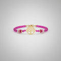 Pulsera cuentas cristales rosas de cuerda rosa fucsia y árbol. IVA incluido