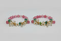 Pulsera de cuentas cristal rosa con flor. IVA incluido